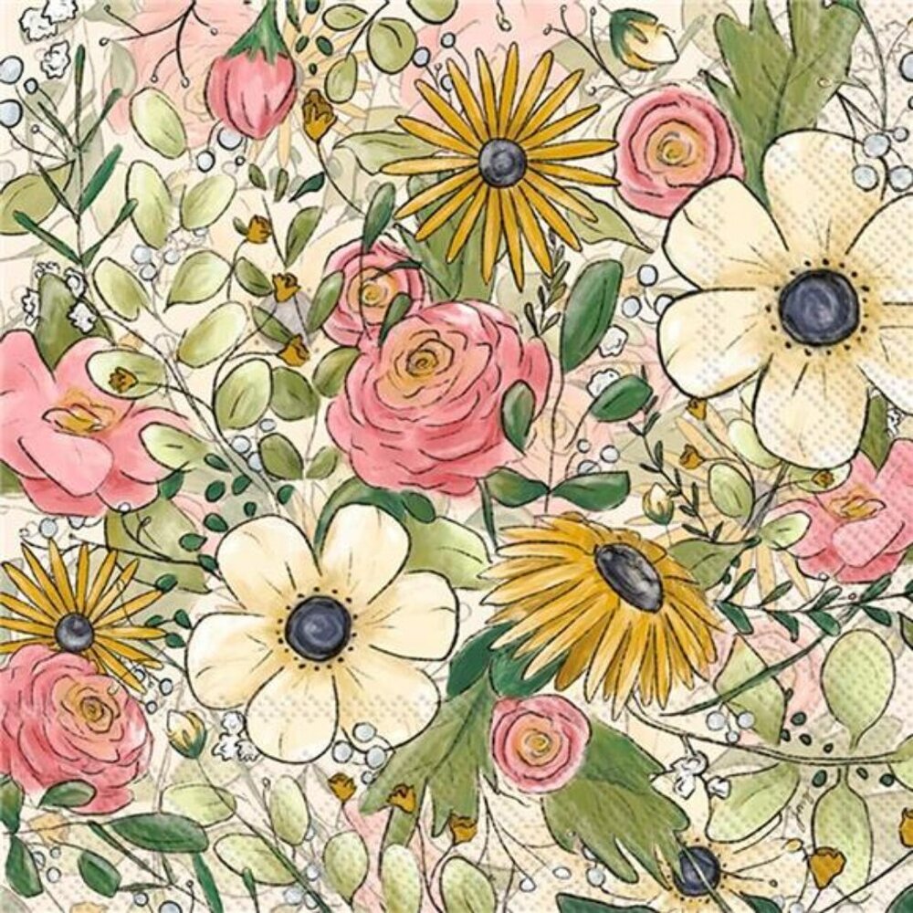 2 IHR 3-Ply Paper Napkins, 20-Count Cocktail Size, Flourish set of 2